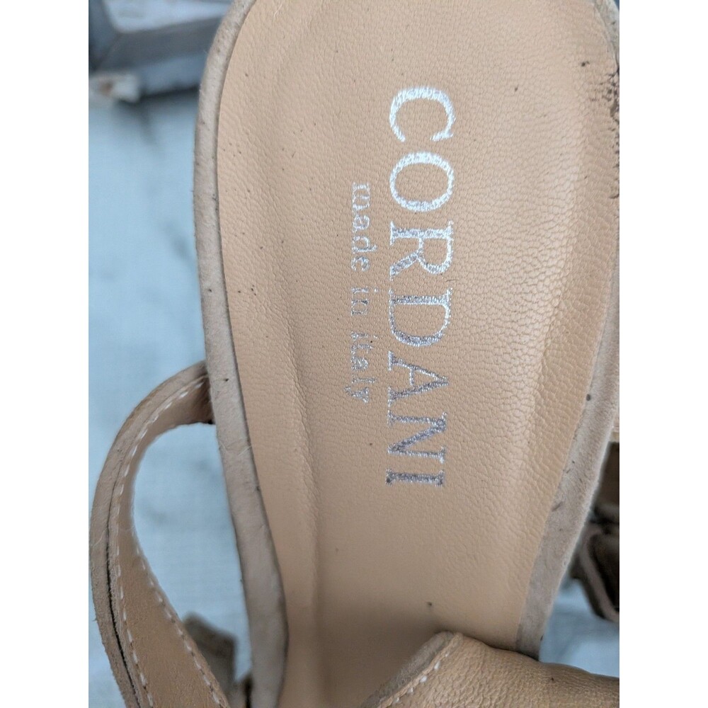 Cordani Womens 37 Beige Suede Studded Ankle Strap Heels Made in Italy